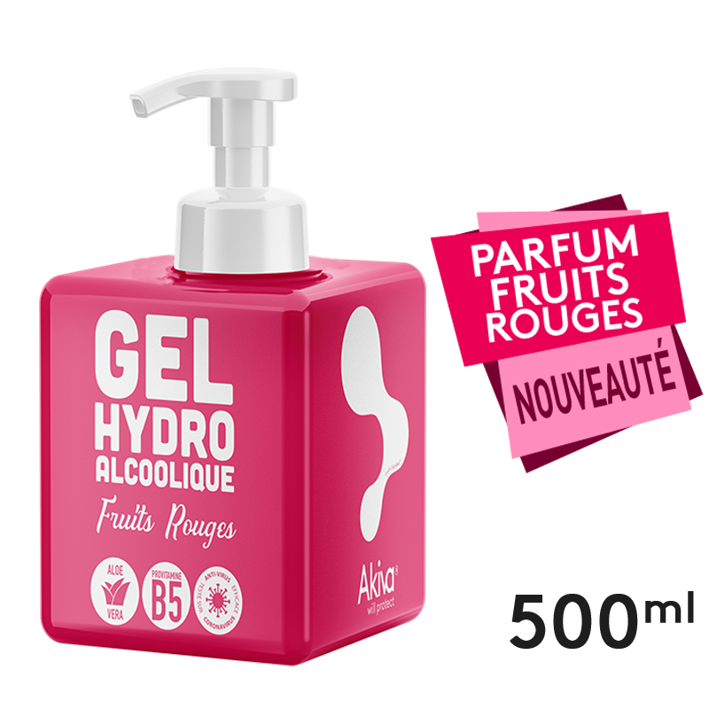 500ml Push cube Fruits rouges - Gel Hydroalcoolique - Colis de 20pcs